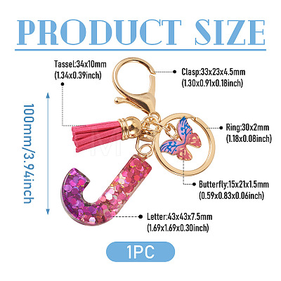 Alloy Resin Butterfly Keychains KEYC-TADJ0002-02G-J-1