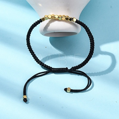 Polyester Cord Braided Bead Bracelets for Women Men BJEW-L698-02G-01-1