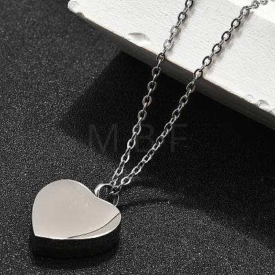 304 Stainless Steel Heart Cinerary Casket Pendant Necklaces NJEW-V002-02P-1