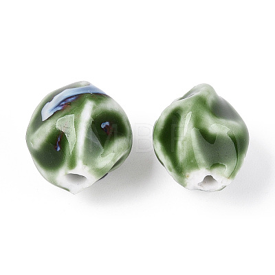 Vintage Handmade Porcelain Wrinkle Beads PORC-Q006-09D-1