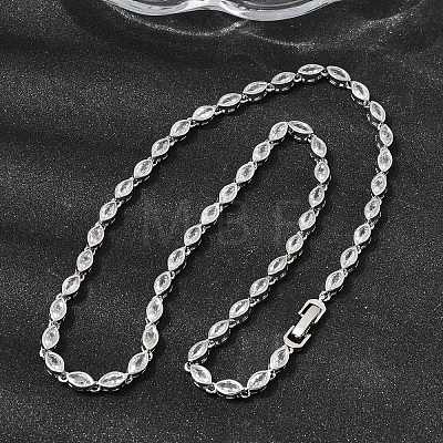 Brass Micro Pave Cubic Zirconia Geometric Tennis Necklaces NJEW-C121-02C-P-1