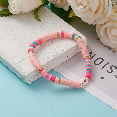 Polymer Clay Heishi Beads Stretch Bracelets BJEW-JB05708-02-1
