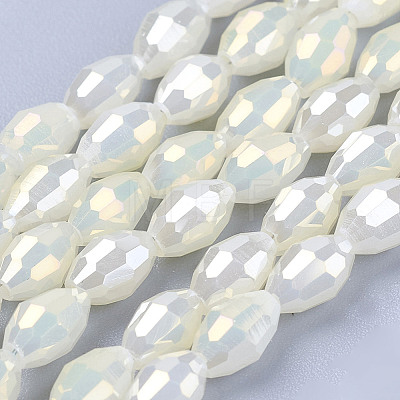 1 Strand Electroplate Glass Beads Strands X-EGLA-J013-4X6mm-F03-1
