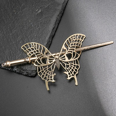 Tibetan Style Alloy Butterfly Hair Sticks PW-WGDEFD2-01-1