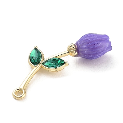 Alloy Resin Flower Pendants PALLOY-U003-06G-01-1
