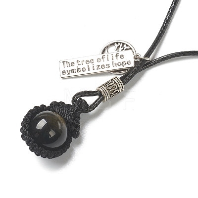 Adjustable Natural Gemstone Pendant Necklaces G-P445-A-1