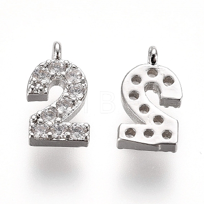 Brass Micro Pave Clear Cubic Zirconia Charms ZIRC-L075-60A-02P-1