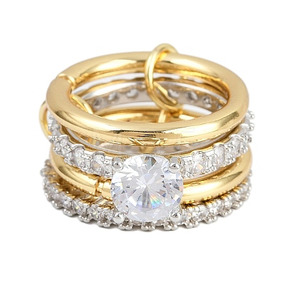 Brass Micro Pave Cubic Zirconia Plain Band Finger Rings for Women RJEW-P160-01F-G01-1