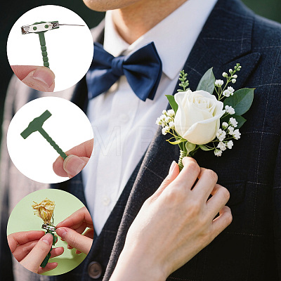 20Pcs Iron & Plastic Brooch Findings JEWB-SC0001-1