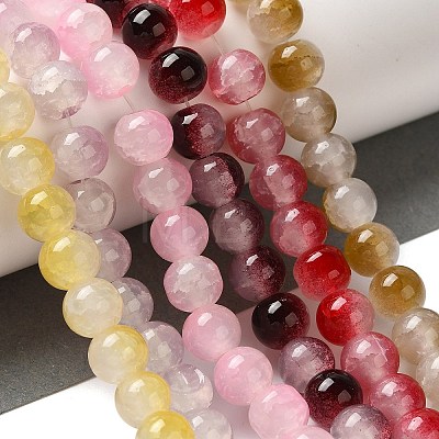 Crackle Baking Painted Imitation Jade Glass Beads Strands DGLA-T003-8mm-M-1