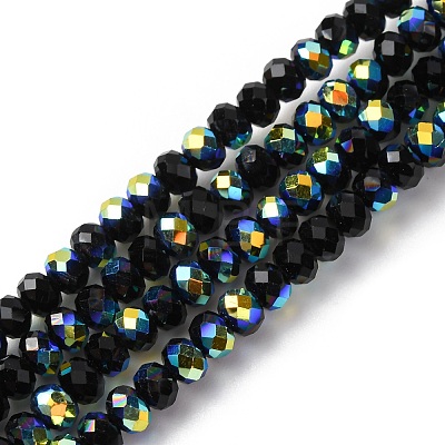 Electroplate Transparent Glass Beads Strands EGLA-A046-01A-05-1
