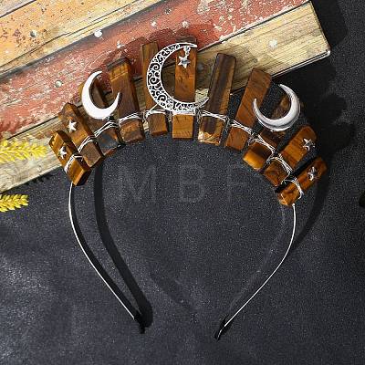 Natural Tiger Eye Hair Bands PW-WG70490-06-1