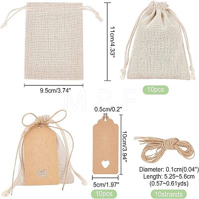 10Pcs Cotton Packing Pouches Drawstring Bags ABAG-NB0001-41B-1