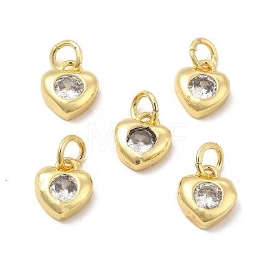 Brass Micro Pave Clear Cubic Zirconia Charms KK-E068-VB236-1