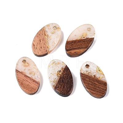 Transparent Resin and Walnut Wood Pendants RESI-T057-03N-1