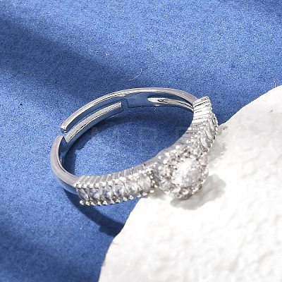 Brass Micro Pave Clear Cubic Zirconia Cuff Open Rings CU-CBA5C10-18P-1