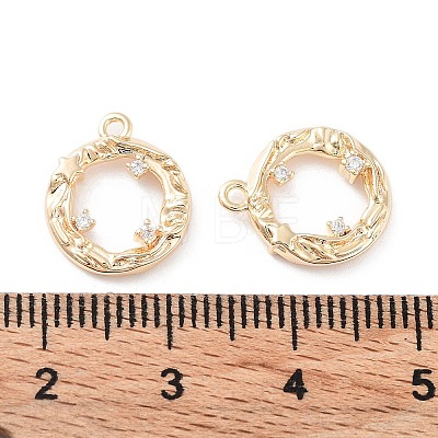 Brass Micro Pave Clear Cubic Zirconia Charms KK-F871-36G-1