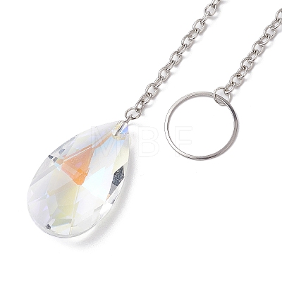 Round & Heart & Teardrop & Cone Glass Pendant Decoraiton HJEW-JM02271-1