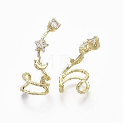 Brass Cubic Zirconia Cuff Earrings EJEW-R114-021-NF-1