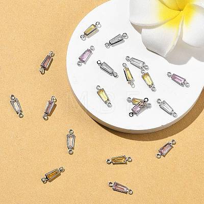 SHEGRACE Brass Pave Cubic Zirconia Trapezoid Connector Charms XGRQ2O597-444P-1