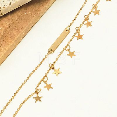 Brass Star Pendant Double Layer Anklets for Women Casual Daily Wear ZU0184-1