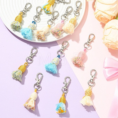 12Pcs 6 Colors Cotton with Polyester Tassel Pendant Decorations HJEW-YW00336-1