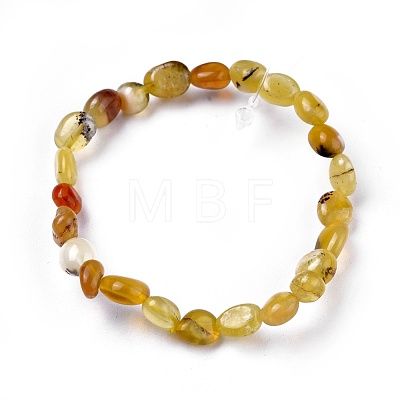 Natural Yellow Opal Bead Stretch Bracelets BJEW-K213-10-1