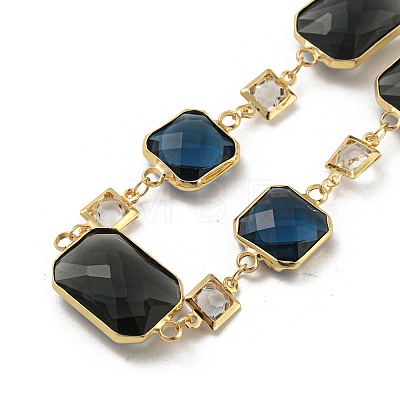 Faceted Rectangle Glass Beads Bib Necklaces NJEW-R263-11G-1