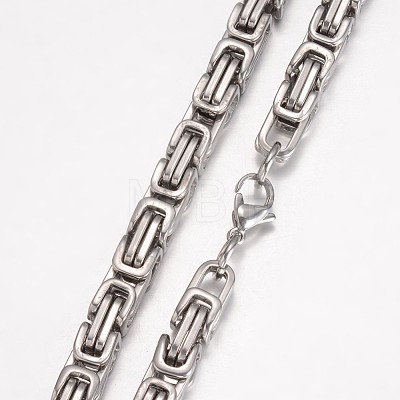 201 Stainless Steel Byzantine Chain Bracelets BJEW-K134-01P-6mm-1