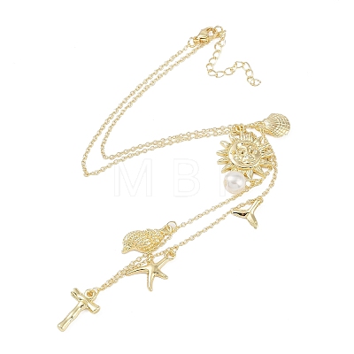 Bohemian Summer Beach Style 18K Gold Plated Shell Shape Initial Pendant Necklaces IL8059-20-1