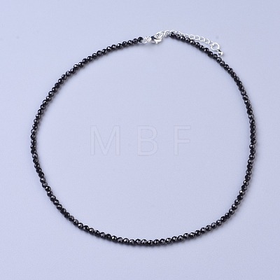 Natural Black Spinel Beaded Necklaces NJEW-K114-C-A20-1