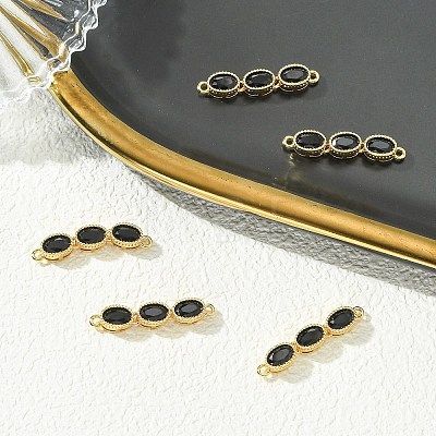 SHEGRACE Brass Pave Black Cubic Zirconia Triple Oval Links Connector Charms XGRQ3P540-645G-1