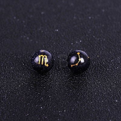 Synthetic Blue Goldstone Carved Constellation Beads PW-WG92554-08-1