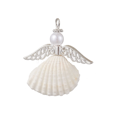 3Pcs 3 Styles Natural Shell Angel Pendants PALLOY-JF02833-1