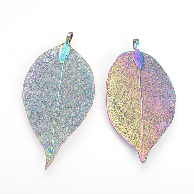 Electroplated Natural Leaf Big Pendants X-IFIN-Q119-03L-1
