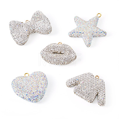 5Pcs 5 Styles Handmade Polymer Clay Pendants RB-BT0001-05C-1