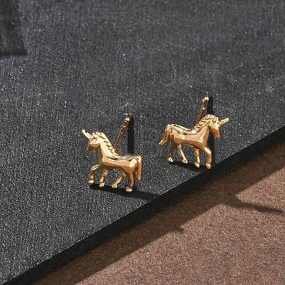 Brass Stud Earrings EJEW-F403-07G-1
