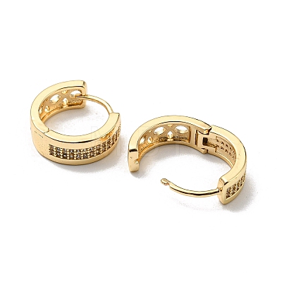Brass with Clear Cubic Zirconia Hoop Earrings EJEW-B035-23KCG-1