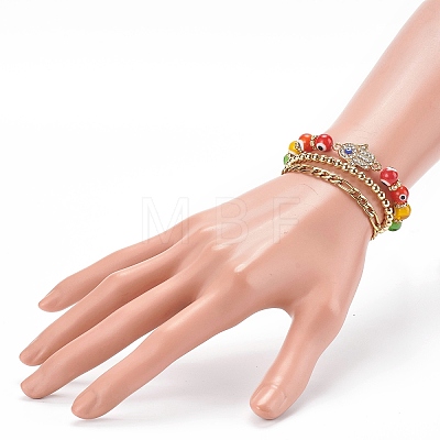 Chakra Stretch Bracelets & Chain Bracelets Sets BJEW-JB06193-1
