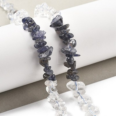 Natural Quartz Crystal & Iolite Beads Strands G-L610-A30-01-1