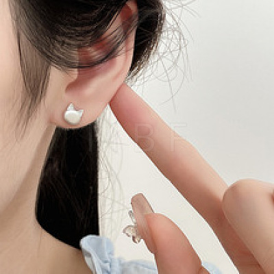 925 Sterling Silver Stud Earrings EJEW-C176-01A-MS-1