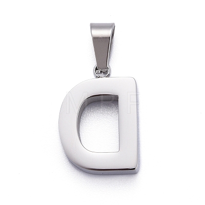 Non-Tarnish 304 Stainless Steel Letter Pendants STAS-H127-D-P-1