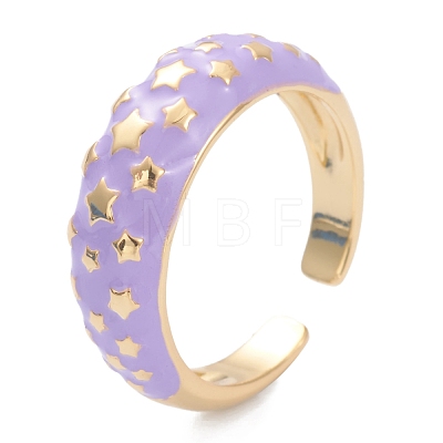 Brass Enamel Cuff Rings RJEW-I077-14G-1