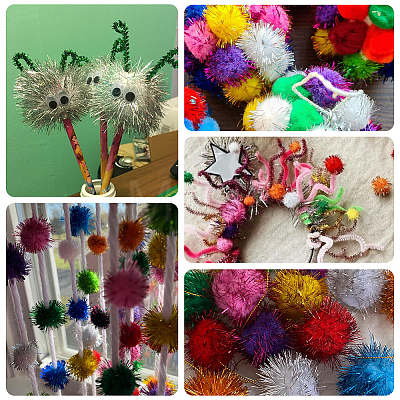 32Pcs Faux Fur Soft Sequins Pompom Ball DIY-SC0033-96D-1