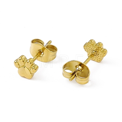 Vacuum Plating 304 Stainless Steel Dog Paw Print Stud Earrings for Women EJEW-P212-15G-1