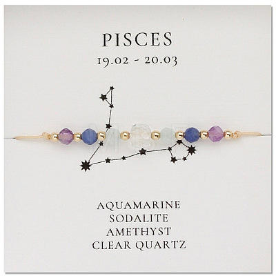 Natural stone constellation bracelet with 12 zodiac signs NR2952-8-1