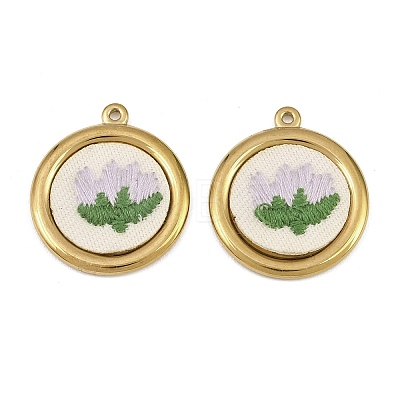 304 Stainless Steel & Embroidered Pendants SA-CBA1ED9-01G-1
