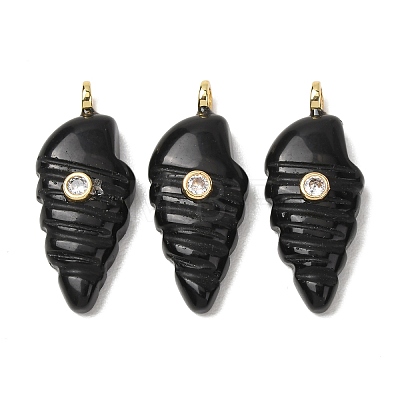 Natural Obsidian Carved Pendants G-H357-04G-07-1