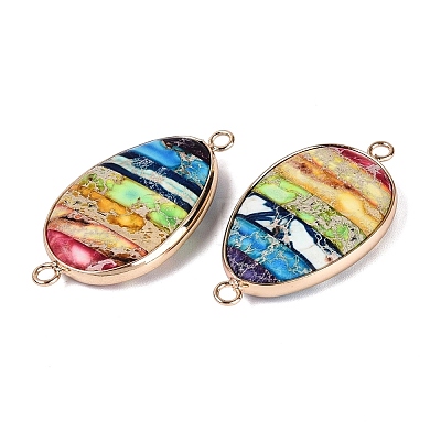 Synthetic Imperial Jasper Connector Charms G-Q606-100G-1