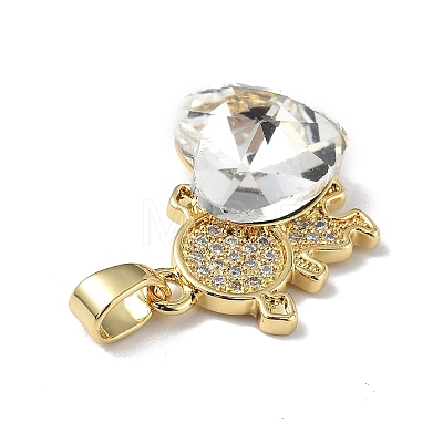 Real 18K Gold Plated Rack Plating Brass Micro Pave Clear Cubic Zirconia Pendants KK-C015-23G-13-1